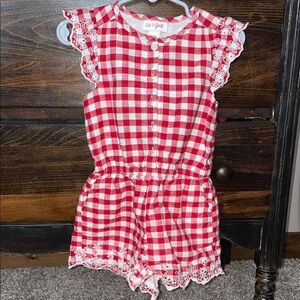 Cat & Jack Red Checkered Kids Romper